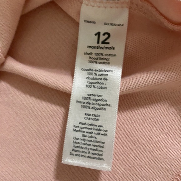 Carter’s baby girl hoodie set pink and floral 12m - Picture 8 of 9